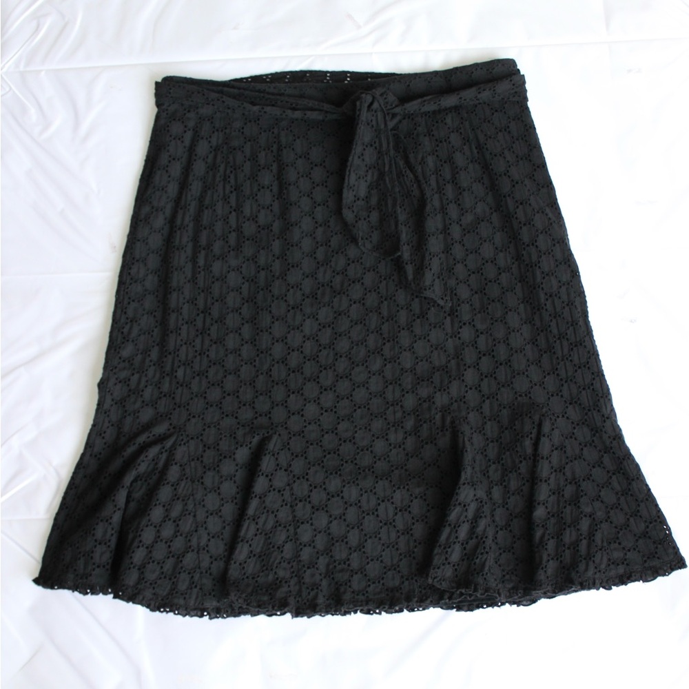 Silk Assets 100% Cotton Black Eyelet Skirt